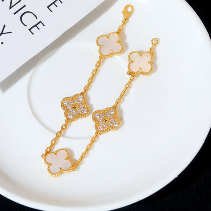 [Lumi Jewelry]CLOVER BRACELET 5 MOTIF WHITE MOP DIAMOND