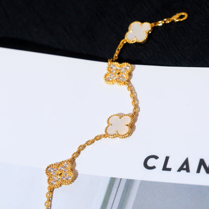 [Lumi Jewelry]CLOVER BRACELET 5 MOTIF WHITE MOP DIAMOND