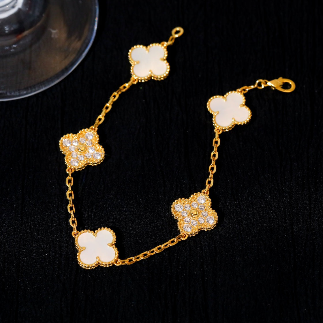 [Lumi Jewelry]CLOVER BRACELET 5 MOTIF WHITE MOP DIAMOND