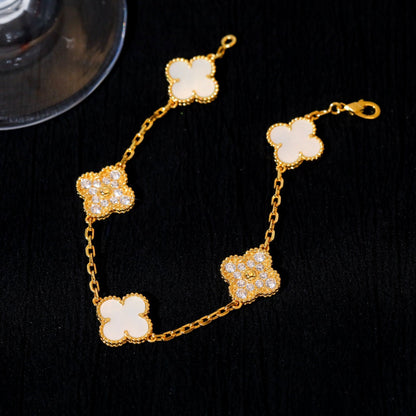 [Lumi Jewelry]CLOVER BRACELET 5 MOTIF WHITE MOP DIAMOND