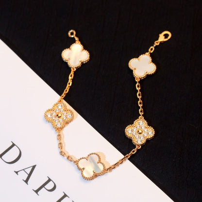 [Lumi Jewelry]CLOVER BRACELET 5 MOTIF WHITE MOP DIAMOND