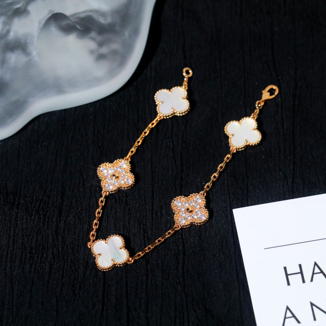 [Lumi Jewelry]CLOVER BRACELET 5 MOTIF WHITE MOP DIAMOND