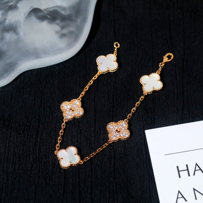 [Lumi Jewelry]CLOVER BRACELET 5 MOTIF WHITE MOP DIAMOND