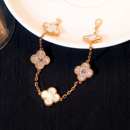 [Lumi Jewelry]CLOVER BRACELET 5 MOTIF WHITE MOP DIAMOND