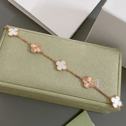 [Lumi Jewelry]CLOVER BRACELET 5 MOTIF WHITE MOP PINK GOLD