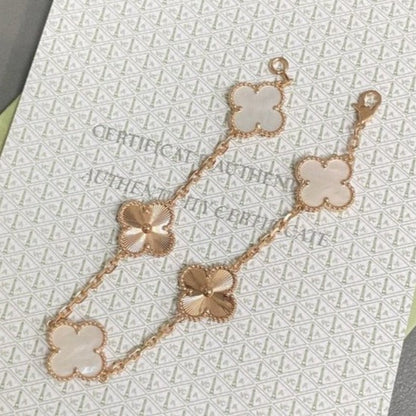 [Lumi Jewelry]CLOVER BRACELET 5 MOTIF WHITE MOP PINK GOLD