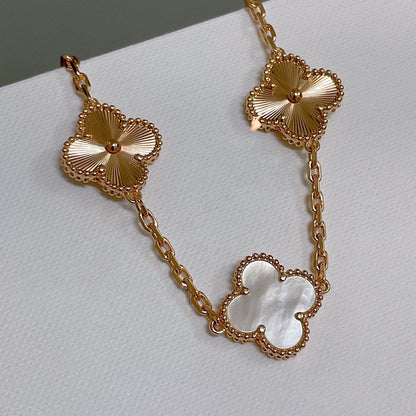 [Lumi Jewelry]CLOVER BRACELET 5 MOTIF WHITE MOP PINK GOLD