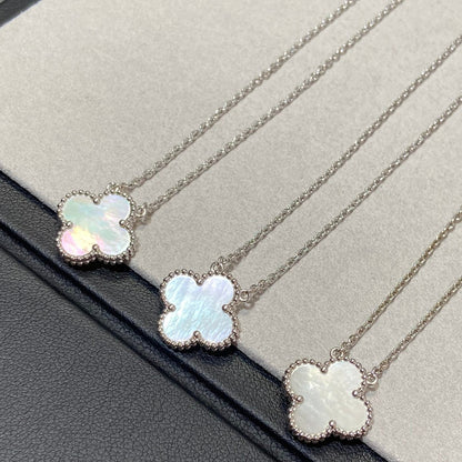 [Lumi Jewelry]CLOVER MEDIUM SILVER WHITE MOP NECKLACE
