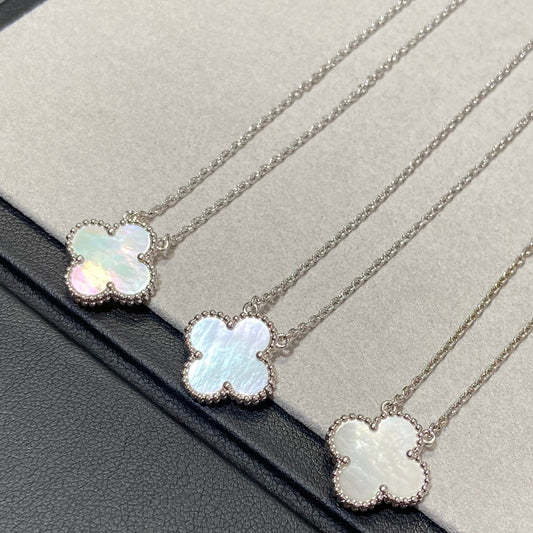 [Lumi Jewelry]CLOVER MEDIUM SILVER WHITE MOP NECKLACE