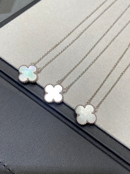 [Lumi Jewelry]CLOVER MEDIUM SILVER WHITE MOP NECKLACE