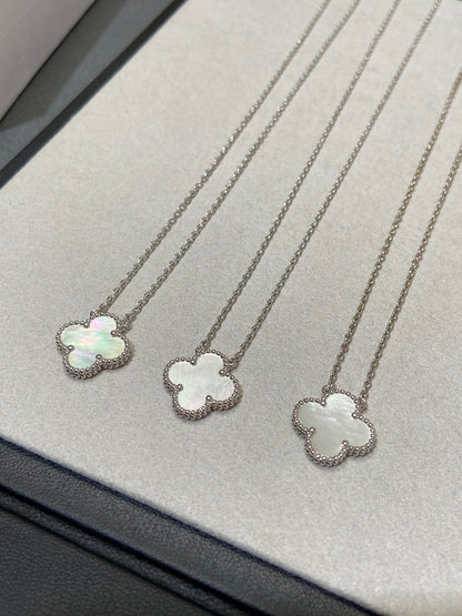 [Lumi Jewelry]CLOVER MEDIUM SILVER WHITE MOP NECKLACE