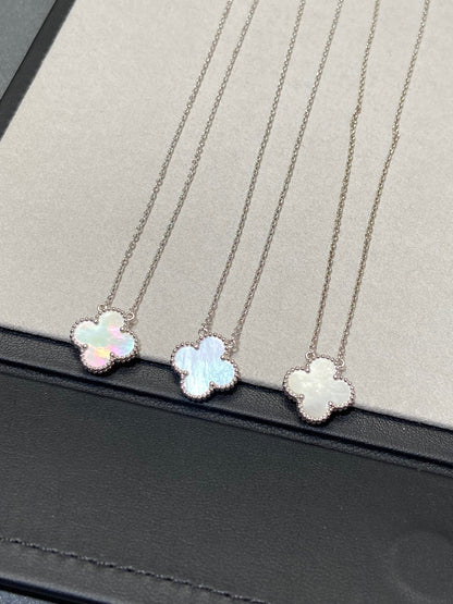 [Lumi Jewelry]CLOVER MEDIUM SILVER WHITE MOP NECKLACE