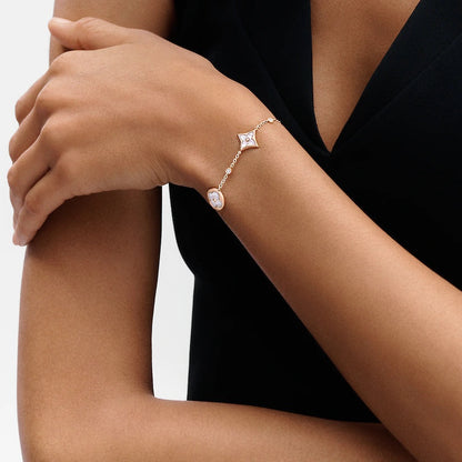 [Lumi Jewelry]STAR AND SUN 4 MOTIF WHITE MOP PINK GOLD BRACELET