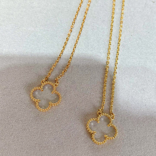 [Lumi Jewelry]CLOVER ROCK CRYSTAL ROSE GOLD NECKLACE