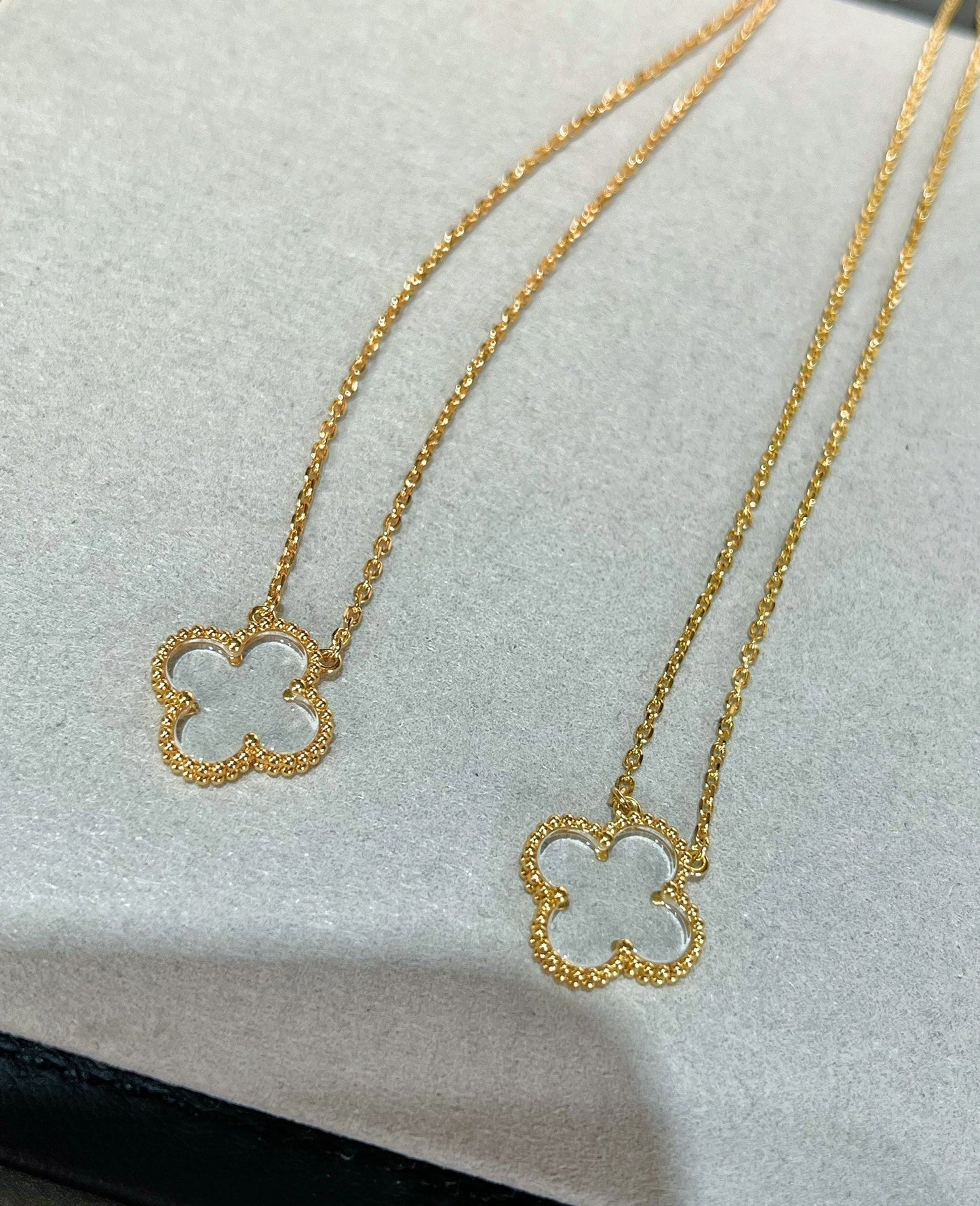 [Lumi Jewelry]CLOVER ROCK CRYSTAL ROSE GOLD NECKLACE