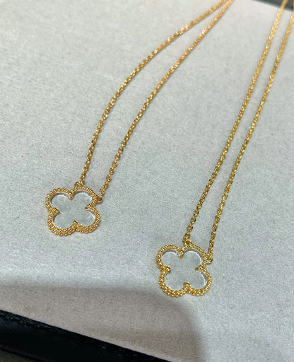 [Lumi Jewelry]CLOVER ROCK CRYSTAL ROSE GOLD NECKLACE