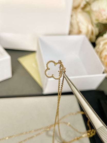 [Lumi Jewelry]CLOVER ROCK CRYSTAL ROSE GOLD NECKLACE