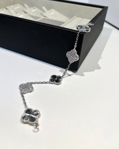 [Lumi Jewelry]CLOVER 5 MOTIF SILVER DIAMOND BRACELET