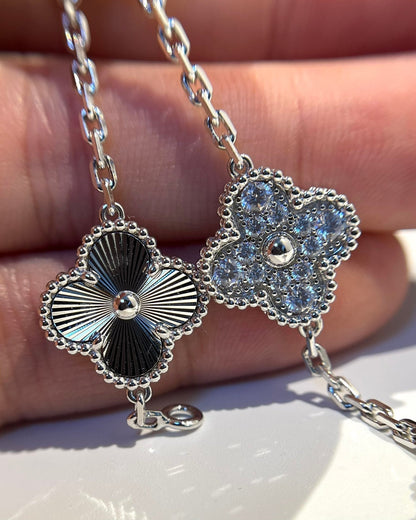 [Lumi Jewelry]CLOVER 5 MOTIF SILVER DIAMOND BRACELET