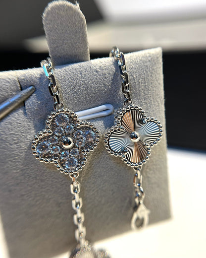 [Lumi Jewelry]CLOVER 5 MOTIF SILVER DIAMOND BRACELET