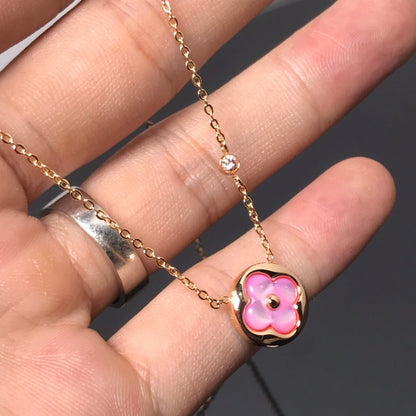 [Lumi Jewelry]COLOR BLOSSOM PINK MOP SUN GOLD NECKLACE