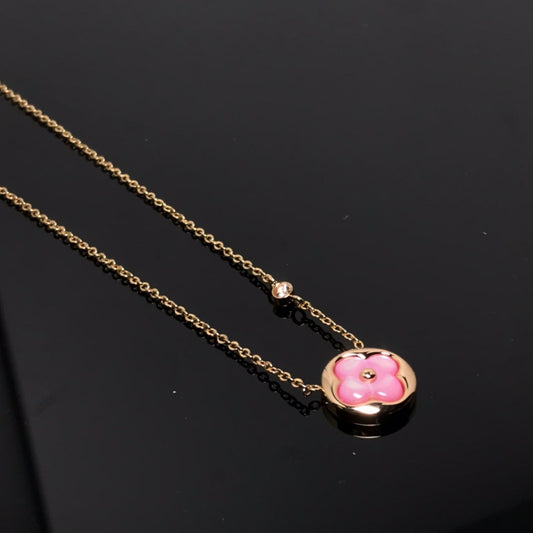 [Lumi Jewelry]COLOR BLOSSOM PINK MOP SUN GOLD NECKLACE