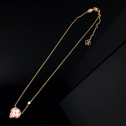[Lumi Jewelry]COLOR BLOSSOM PINK MOP SUN GOLD NECKLACE