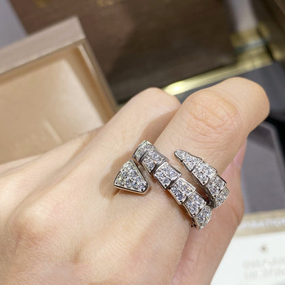 [Lumi Jewelry]SERPENTI DOUBLE RING SILVER DIAMOND PAVED