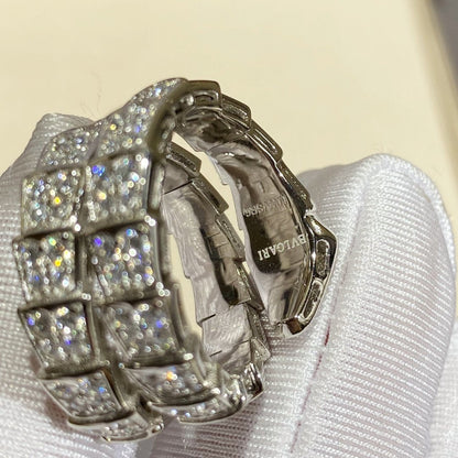 [Lumi Jewelry]SERPENTI DOUBLE RING SILVER DIAMOND PAVED