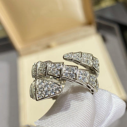 [Lumi Jewelry]SERPENTI DOUBLE RING SILVER DIAMOND PAVED