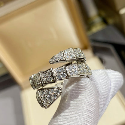 [Lumi Jewelry]SERPENTI DOUBLE RING SILVER DIAMOND PAVED