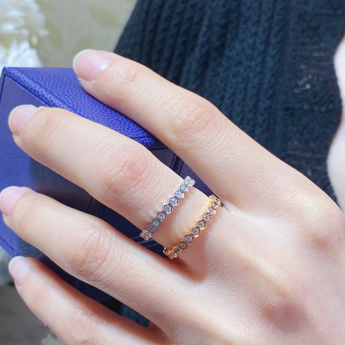 [Lumi Jewelry]BEE LOVE DIAMOND PAVED SMALL RING