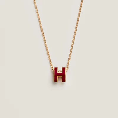 [Lumi Jewelry]HM CLIC RED ENAMEL GOLD NECKLACE