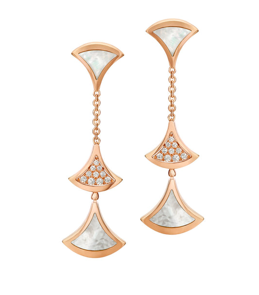 [Lumi Jewelry]DREAM EARRINGS 3 MOTIFS DIAMOND MOP PINK GOLD