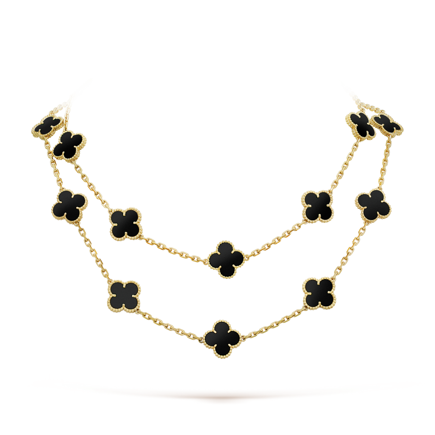 [Lumi Jewelry]CLOVER 20 MOTIFS ONYX NECKLACE