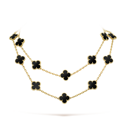 [Lumi Jewelry]CLOVER 20 MOTIFS ONYX NECKLACE