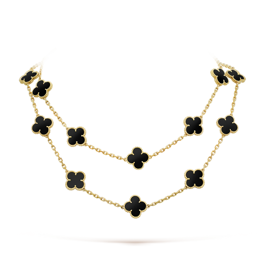 [Lumi Jewelry]CLOVER 20 MOTIFS ONYX NECKLACE