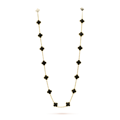 [Lumi Jewelry]CLOVER 20 MOTIFS ONYX NECKLACE