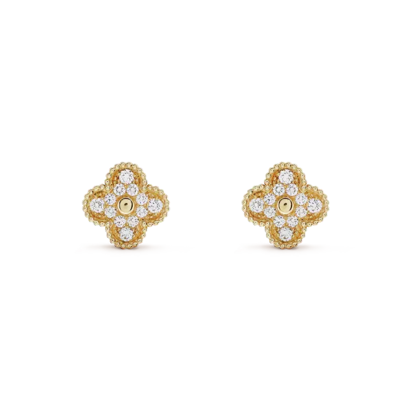 [Lumi Jewelry]CLOVER MEDIUM 1 MOTIFS FUll DIAMOND EARRINGS