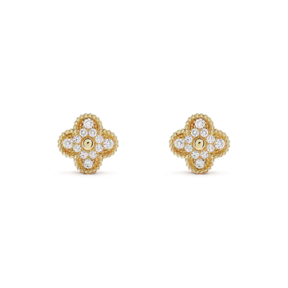 [Lumi Jewelry]CLOVER MEDIUM 1 MOTIFS FUll DIAMOND EARRINGS