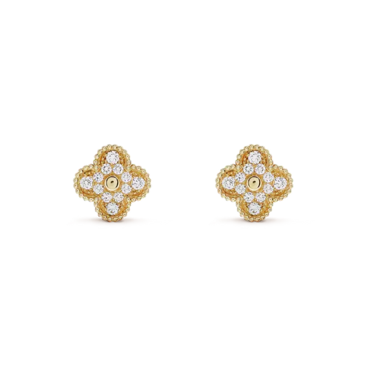 [Lumi Jewelry]CLOVER MEDIUM 1 MOTIFS FUll DIAMOND EARRINGS