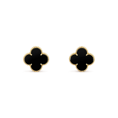 [Lumi Jewelry]CLOVER MEDIUM 1 MOTIFS  ONYX STUD EARRINGS