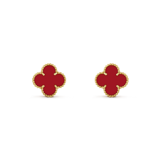 [Lumi Jewelry]CLOVER MINI 9.5MM CARNELIAN EARRINGS