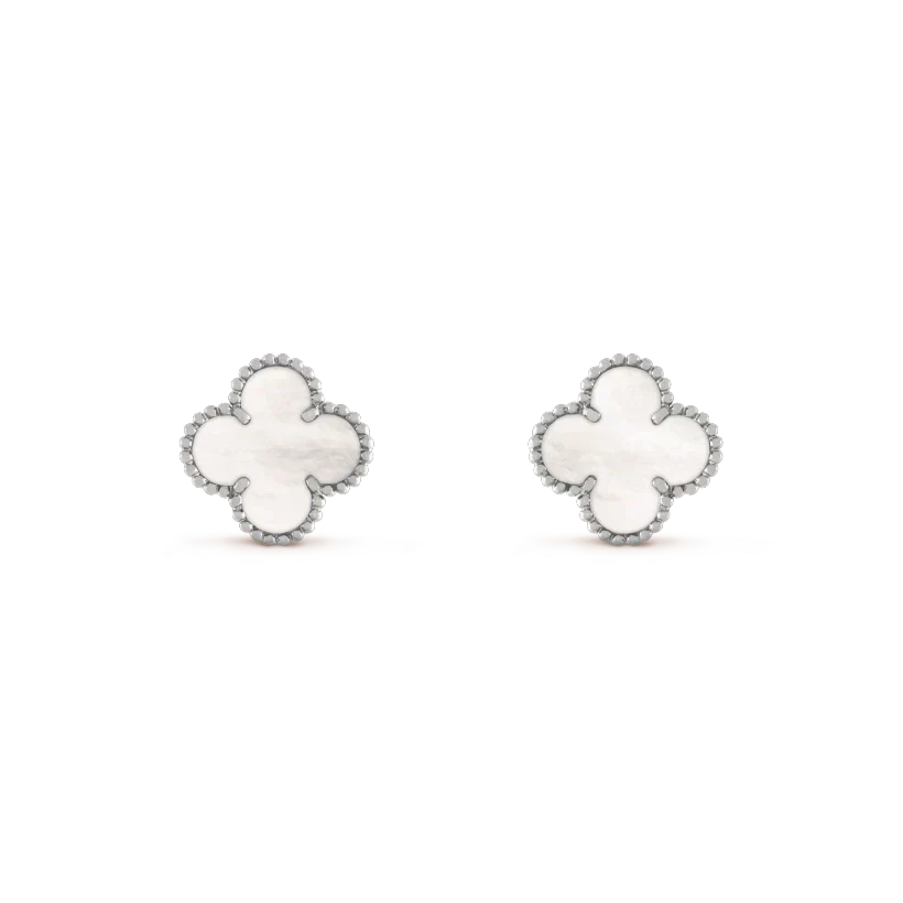 [Lumi Jewelry]CLOVER MEDIUM 1 MOTIFS  WHITE MOP EARRINGS SILVER