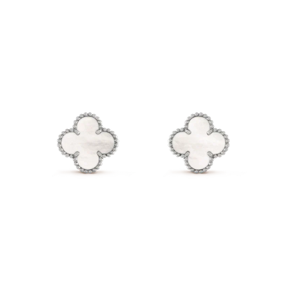 [Lumi Jewelry]CLOVER MEDIUM 1 MOTIFS  WHITE MOP EARRINGS SILVER