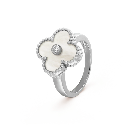 [Lumi Jewelry]CLOVER SILVER MOP DIAMOND RING
