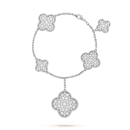 [Lumi Jewelry]CLOVER 6 MOTIFS SILVER DIAMOND BRACELET