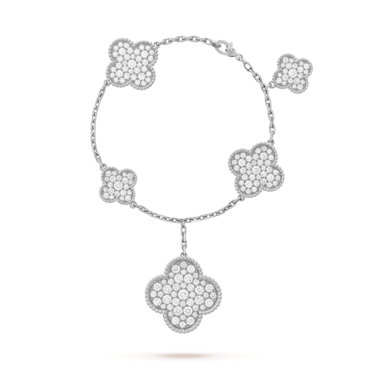 [Lumi Jewelry]CLOVER 6 MOTIFS SILVER DIAMOND BRACELET
