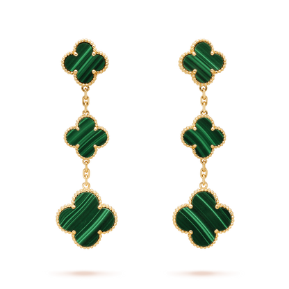 [Lumi Jewelry]CLOVER MALACHITE 3 MOTIFS GOLD