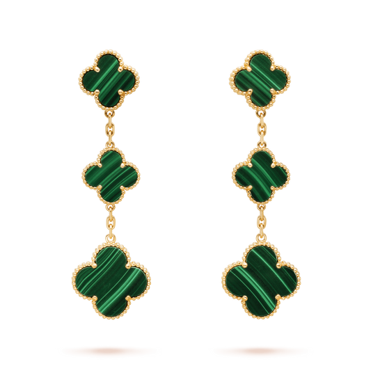 [Lumi Jewelry]CLOVER MALACHITE 3 MOTIFS GOLD
